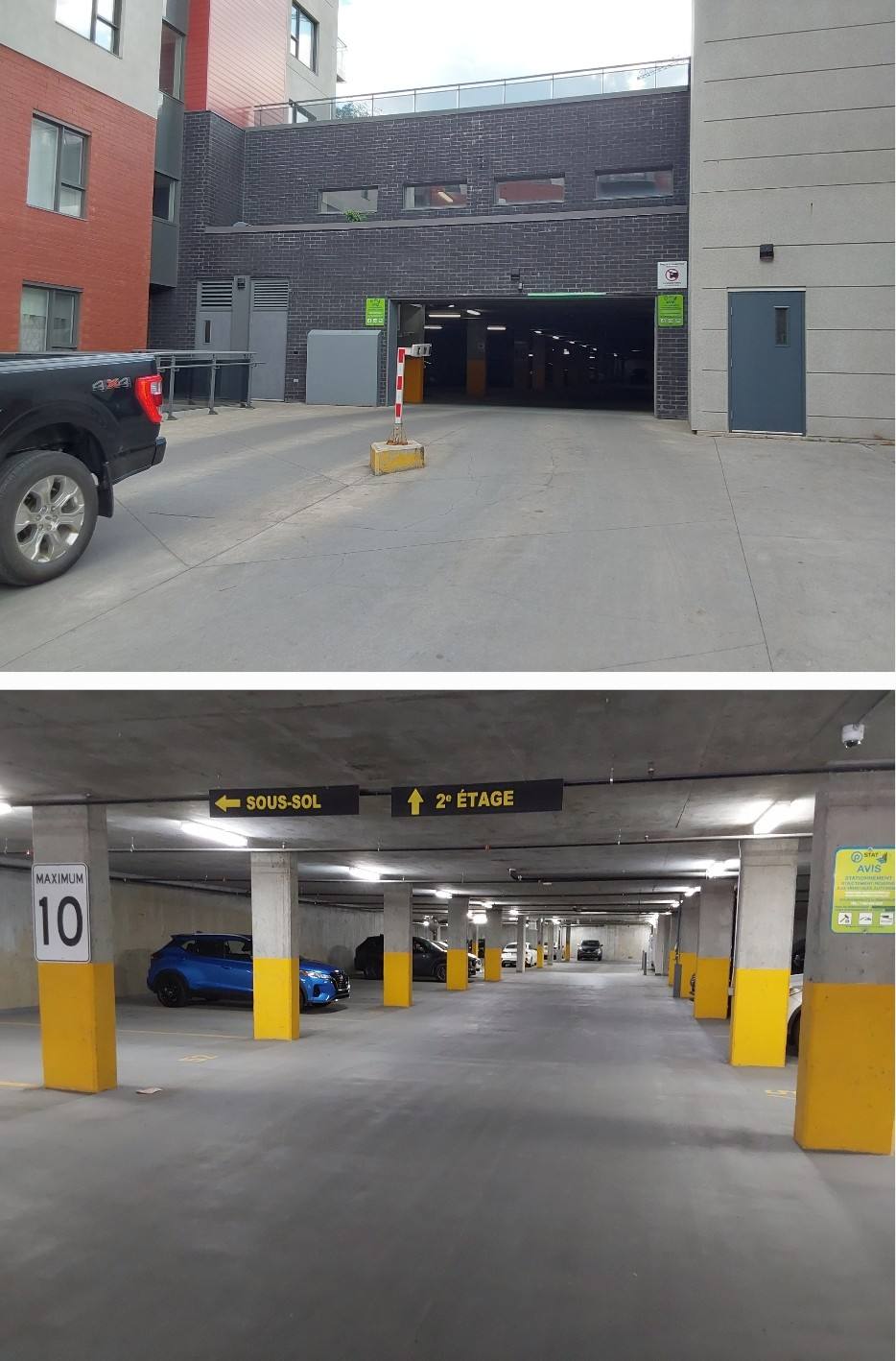 Civil design and line marking of a condominium parking area in Laval